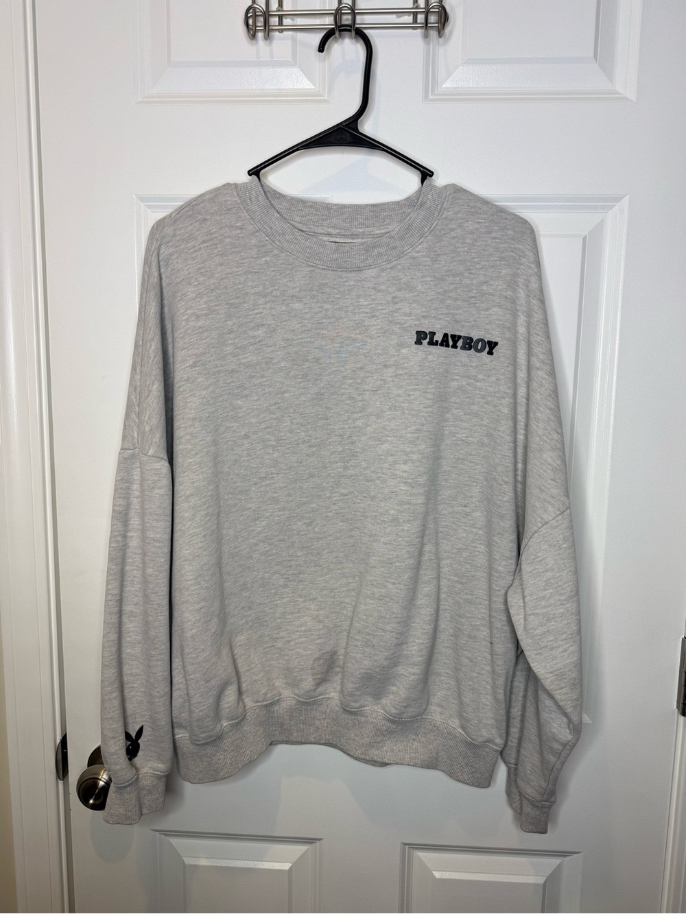 PLAYBOY Gray Crewneck Sweatshirt with Black Logo - Picture 2 of 6